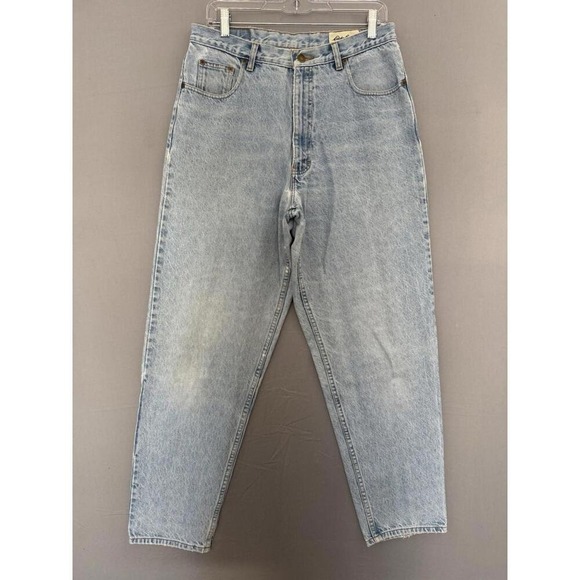 Eddie Bauer Denim - Eddie Bauer Taper Baggy Jeans Womens Size 14 Light Wash Faded Hiking Mom 90s Y2K